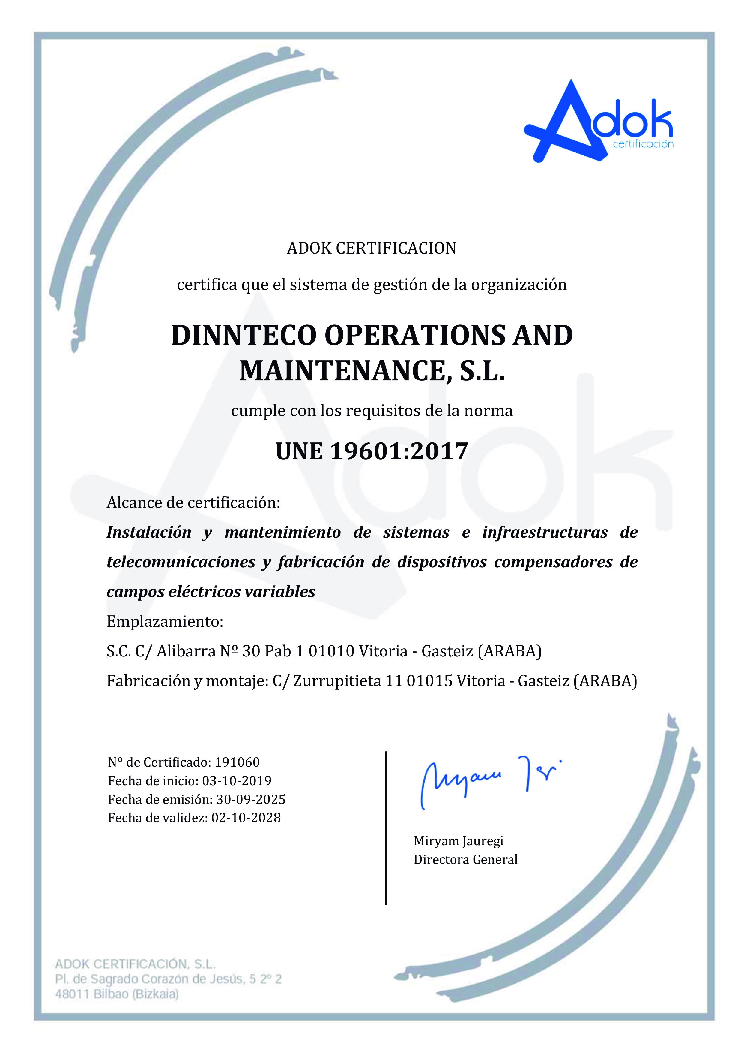 Certificado UNE 19601